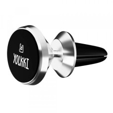 Автодержатель для телефона YOLKKI Travel на дефлектор (с магнитом, поворот 360) серебро